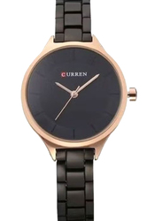 Curren Analog Watch for Women with Stainless Steel Band, Water Resistant, 9015, Black