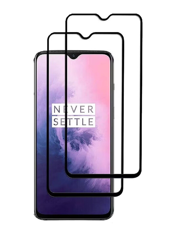 

Generic OnePlus 7 2 Piece Tempered Glass Screen Protector, Clear/Black