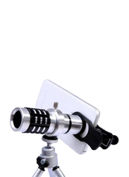 Android and iPhone Aluminium Cellphone 12X Zoom Telescope Camera Lens, Silver