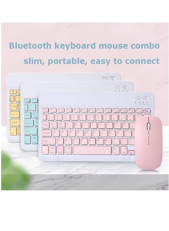 Gennext Ultra-Slim Rechargeable Portable Bluetooth English Keyboard and Mouse Combo, Pink