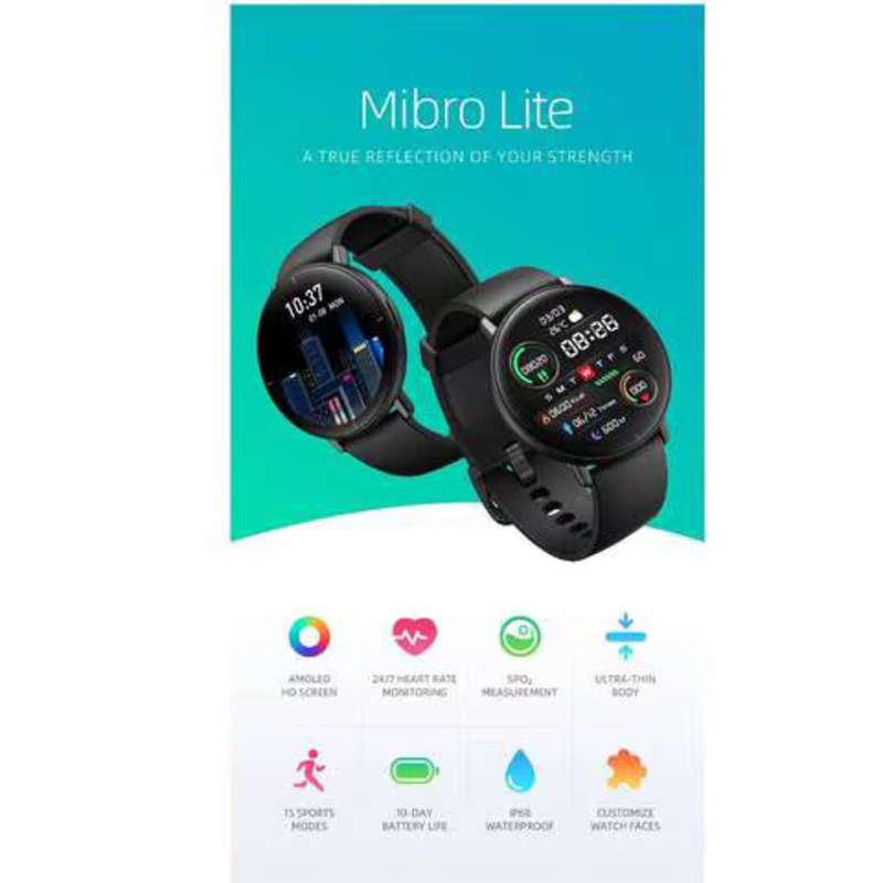 Mibro Lite X Fitness Tracker Smartwatch with Heart Rate Monitor, IP68 Waterproof, Sleep Monitor & Step Counter, Black