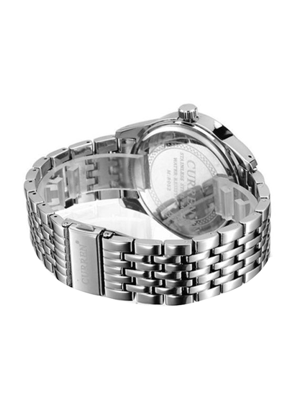 Curren Analog Watch for Men with Stainless Steel Band, Water Resistant, 8106SB, Silver-Black