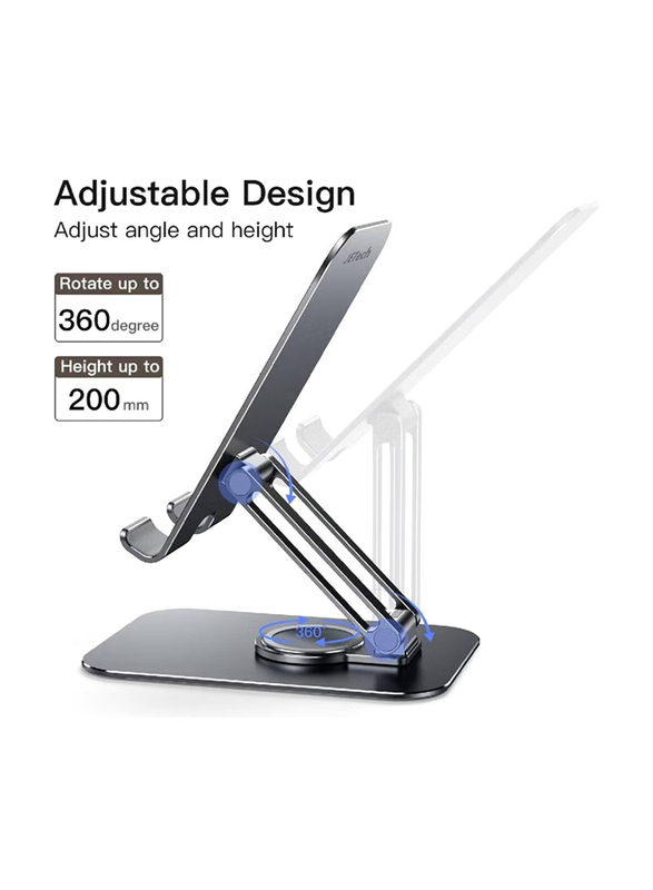 Hyx Adjustable Swivel Desktop Holder With 360 Degree Rotating Base Tablet Stand, Grey