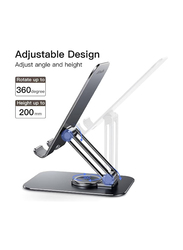 Hyx Adjustable Swivel Desktop Holder With 360 Degree Rotating Base Tablet Stand, Grey