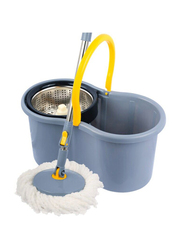 Esqube 360 Degree Spin Steel Bowl Bucket Mop Set, Grey