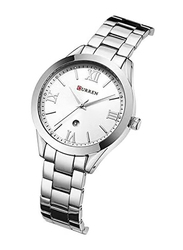 Curren Analog Watch for Women with Alloy Band, Water Resistant, 9007, Silver