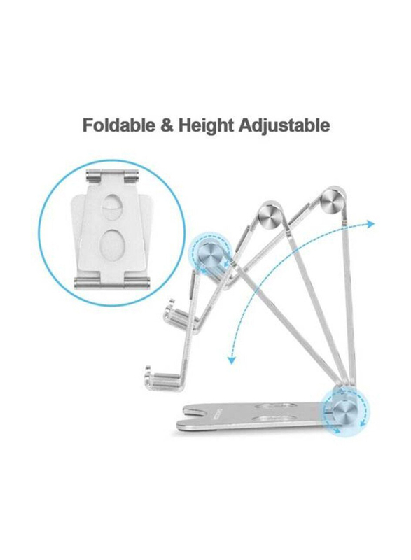 Adjustable Mobile Phone Holder Desktop Tablet Mount for Mobile Phone & Tablets, Silver