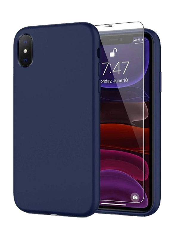 Apple iPhone XS Max Protective Soft Silicone Back Mobile Phone Case Cover, Dark Blue