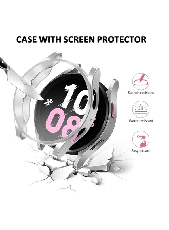 Zoomee Protective Ultra Thin Soft TPU Shockproof Case Cover for Samsung Galaxy Watch 4 44mm, Silver