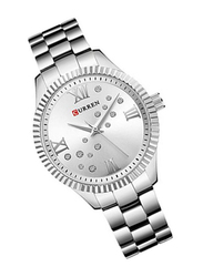 Curren Analog Watch for Women with Stainless Steel Band, Water Resistant, 9009, Silver