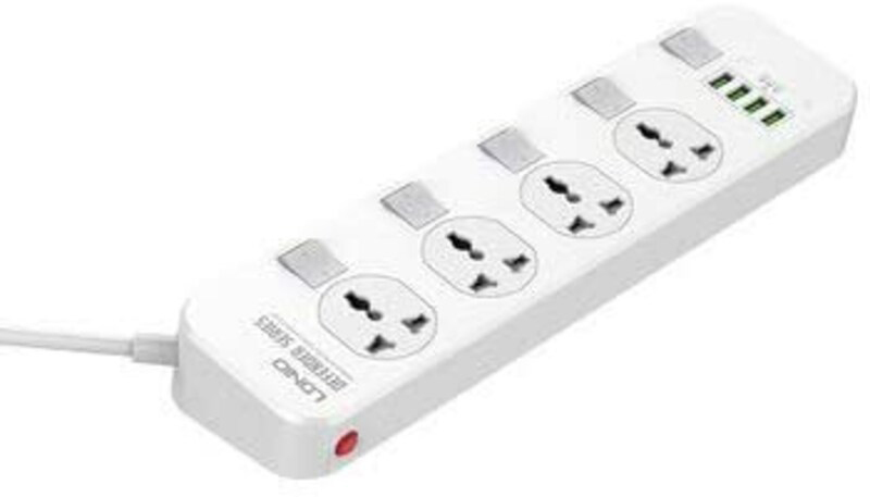 Ldnio 4 Sockets & 4 USB EU Plug Power Socket, White