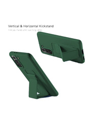 Samsung Galaxy S21 FE 5G Premium Silicone Mobile Phone Back Case Cover with Car Mount Kickstand & Holder, Green