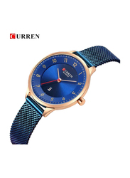 Curren Analog Watch for Women with Stainless Steel Band, Water Resistant, 9035B, Blue