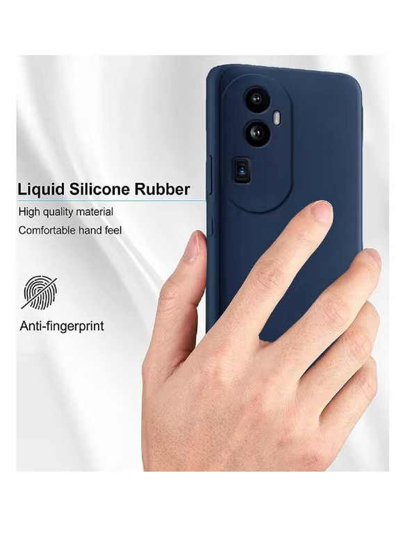 ZooMee Oppo Reno 10 Pro Plus 5G Protective Liquid Silicone Rubber Camera Protection Ultra Slim Mobile Phone Case Cover, Blue