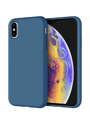 Apple iPhone X/Xs Microfiber Lining Silicone Protective Mobile Phone Back Case Cover, Blue