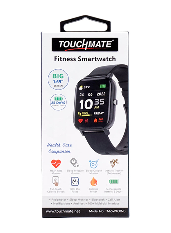 Touchmate 42mm Fitness Smartwatch, SW400NB, Black