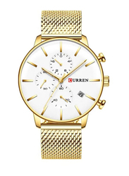 Curren Analog Watch for Men with Alloy Band, Water Resistant, J4060-2-KM, Gold-White