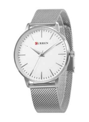 Curren Analog Watch for Women with Stainless Steel Band, Water Resistant, WT-CU-9021-SL, Silver