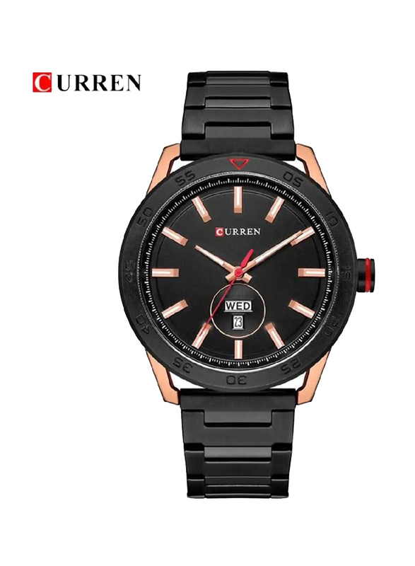 Curren Analog Watch for Men with Stainless Steel Band, Water Resistant, N484736252A, Black-Black
