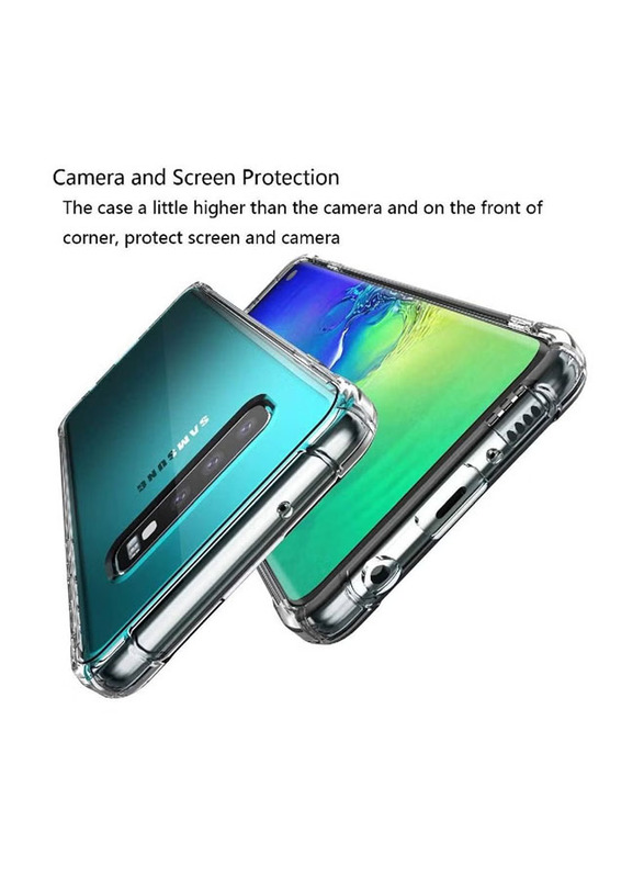 Samsung Galaxy S10+ / S10 Plus 3 in 1 Tempered Glass Screen Protector with Crystal Mobile Phone Back Case Cover, Clear