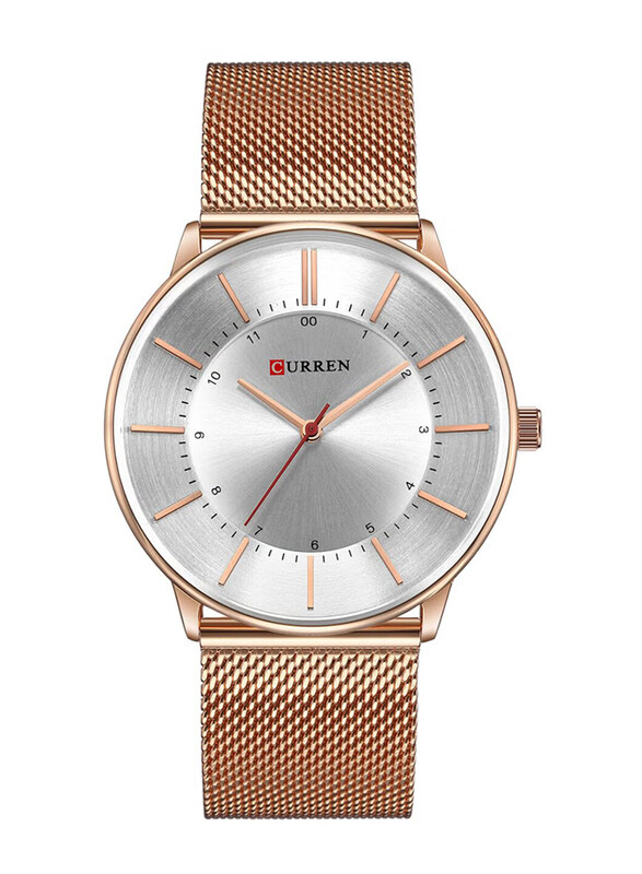 

Curren Analog Watch for Men with Stainless Steel Band, Water Resistant, 8303, Rose Gold-Silver