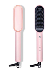 Gennext Electric Hair Straightener Brush with Ceramic Styling Comb, Pink