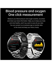 Stainless Steel Fitness Watch IP67 Waterproof Smartwatch, Silver