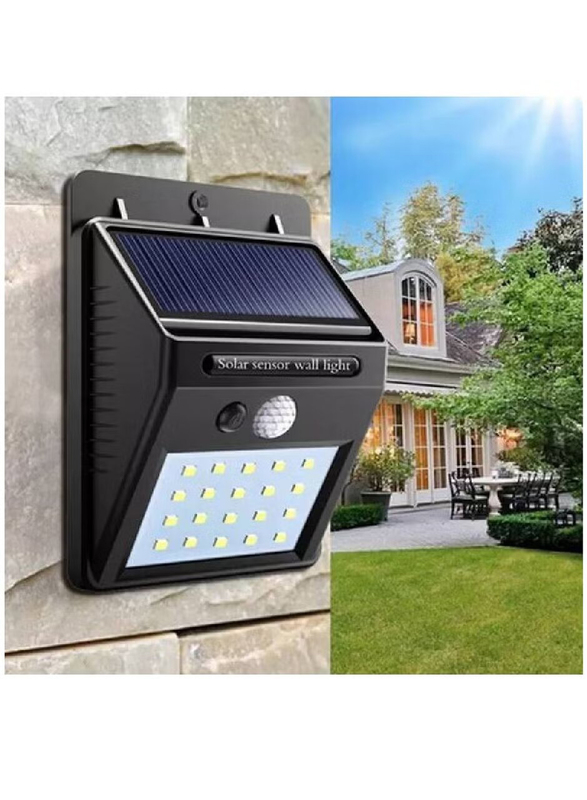 48 LED Human Infrared PIR Solar Motion Sensor Wall Lamp, Black