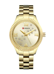 Curren Analog Watch for Women with Metal Band, 8260A, Gold-Gold