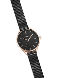 Curren Analog Watch for Women with Alloy Band, Water Resistant, 9024, Black