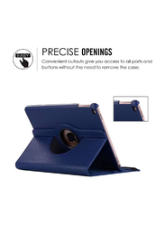 Apple iPad 6th Generation Leather 360 Degree Rotating Stand Folio Tablet Case Cover, Blue