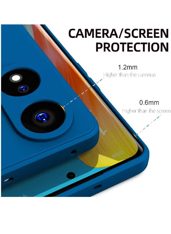 Olliwon OPPO A98 5G Protective Shockproof Camera Protection Gel Rubber Silicone Mobile Phone Case Cover, Blue