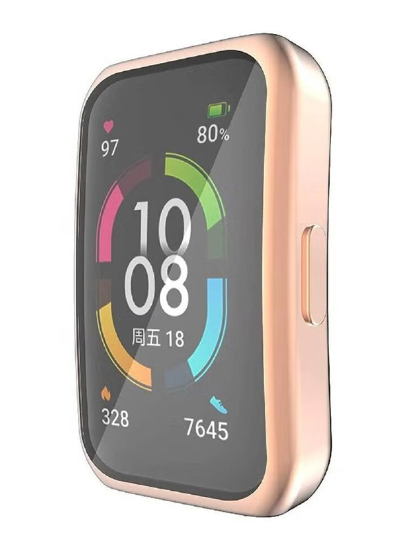 Full Coverage Scratch Proof Bumper Soft TPU Cover for Huawei Band 6/Honor Band 6, Rose Gold