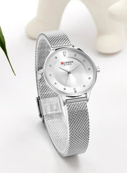 Curren Analog Watch for Women with Stainless Steel Band, C9036L-3, Silver
