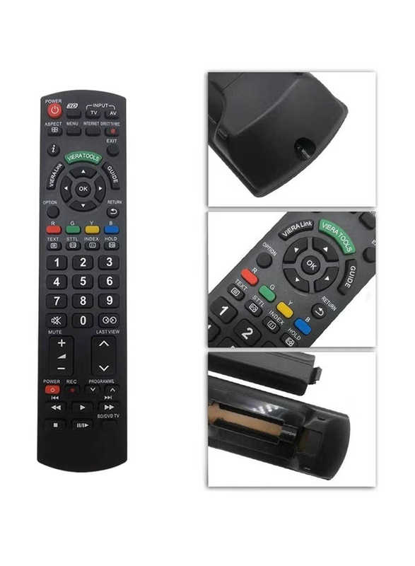 Ics TV Remote Control Works for All Panasonic Plasma Viera HDTV 3D LCD LED TV, Black