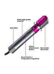 5 in 1 Hot Air Styler Curler Brush Negative Ionic Hair Straightener Hot Air Styler, Grey/Pink