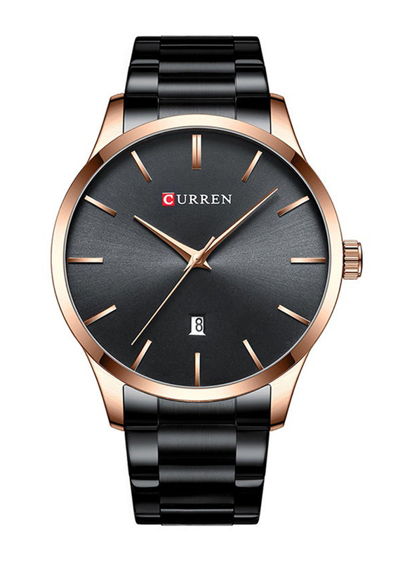 Curren Analog Unisex Watch with Stainless Steel Band, Water Resistant, 8357, Black