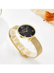 Curren Analog Watch for Women with Stainless Steel Band, Water Resistant, 1J2733GB, Gold-Black