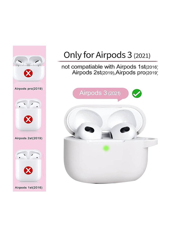 Silicone Protective Case Cover for Apple AirPods 3 3rd Generation, White
