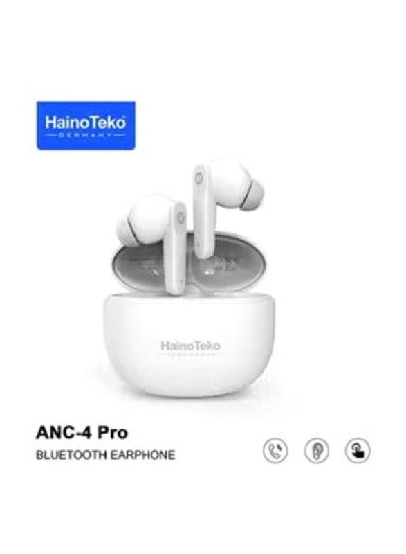 Haino Teko Germany ANC-4 Pro Wireless Bluetooth In-Ear Earbuds, White