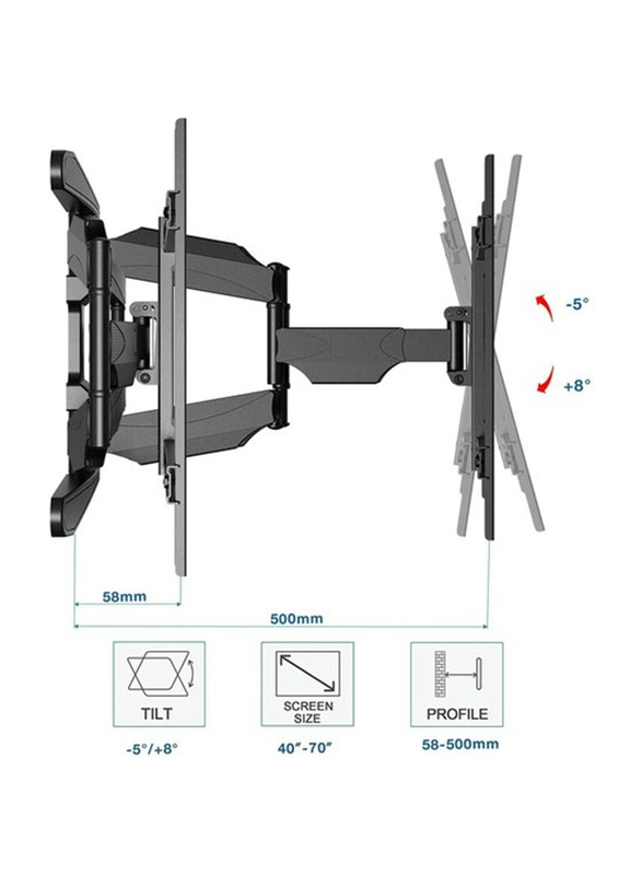 North Bayou TV Wall Mount for 40-70 Inch Monitors And TV's, Black