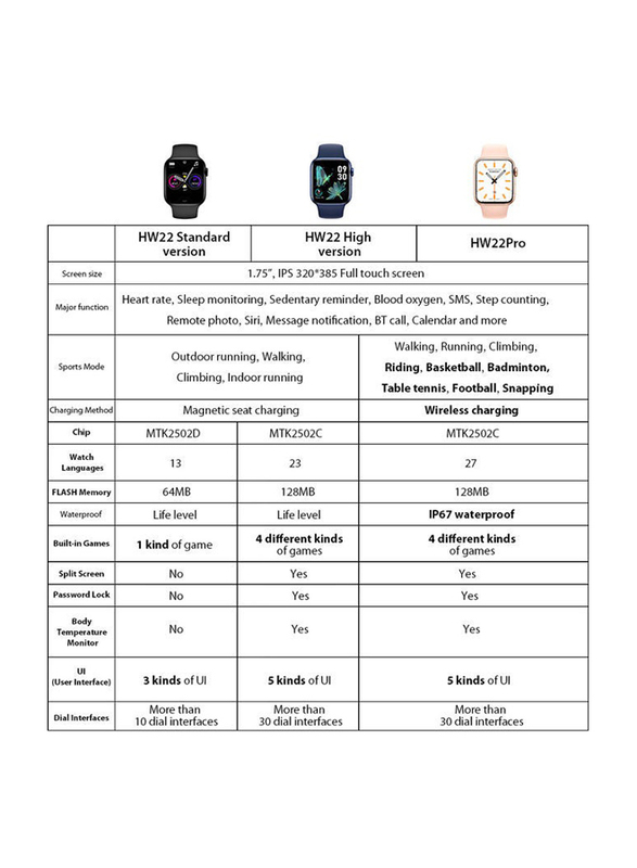 HW22 1.75 Inch Smartwatch, Black