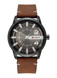 Curren Analog Watch for Men with Leather Band, M-8306-5, Brown-Black
