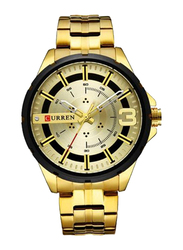 Curren Analog Watch for Men with Stainless Steel Band, Water Resistant, 8333, Gold