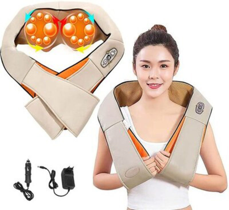 The Mohrim Kneading Neck Shoulder Body Massager with Heat, One Size, Beige