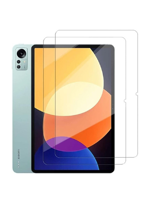 Hyx Xiaomi Pad 5 Pro 12.4 Inch 2022 9H Hardness Scratch Resistant Tempered Glass Screen Protector, 2 Piece, Clear