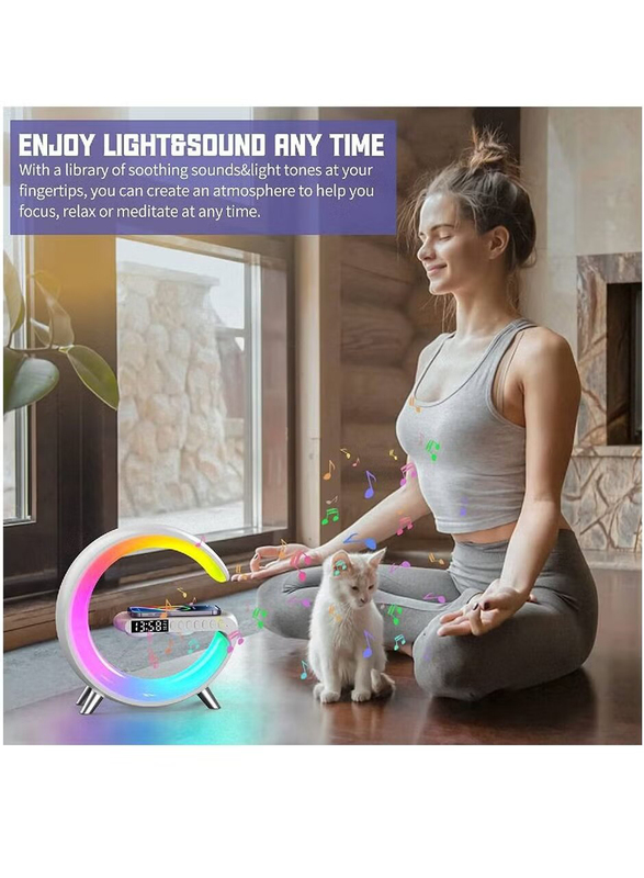 Sound Machine Smart Light Sunrise Alarm Clock with Fast Wireless Charger, Multicolour