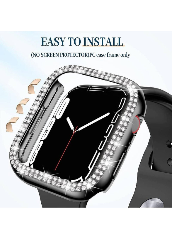 Bling Crystal Diamond Protective Bumper Frame Case Cover for Apple Watch 41mm, Black