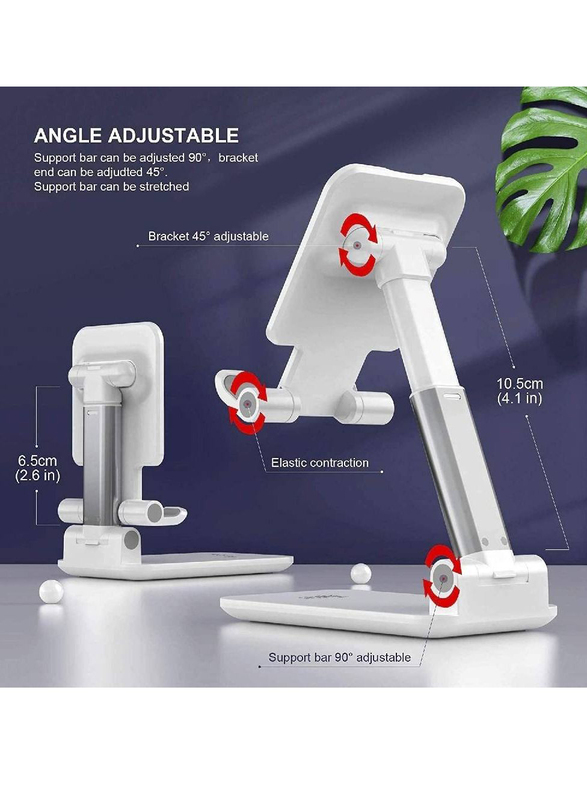 Extendable Compact Foldable & Adjustable Stand, White