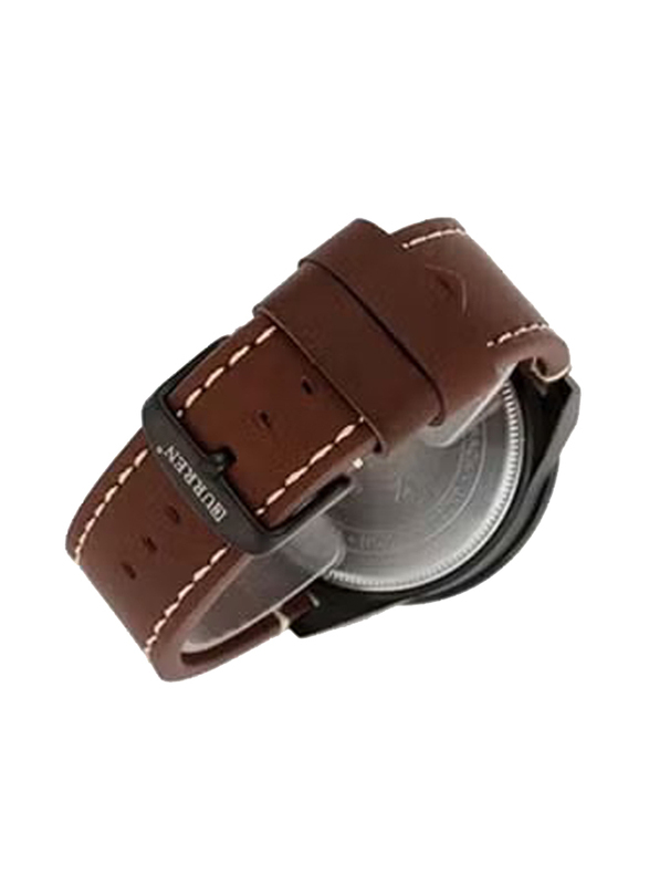 Curren Analog Watch for Men with Leather Band, Water Resistant and Chronograph, CU-8230-W, Brown-Beige